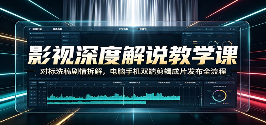 影视深度解说教学课：对标洗稿剧情拆解，电脑手机双端剪辑成片发布全流程-邪修侠 - 演示
