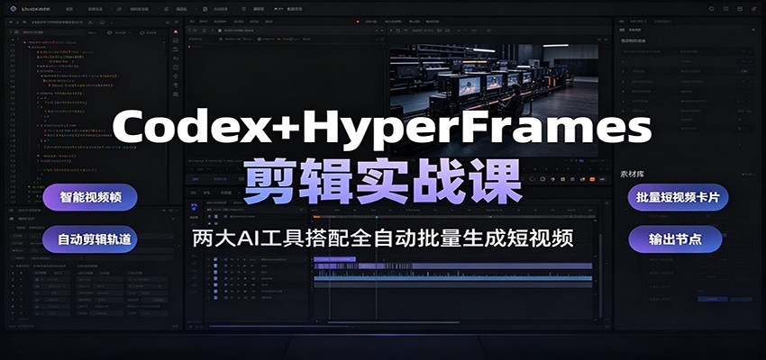 Codex+HyperFrames剪辑实战课：两大AI工具搭配全自动批量生成短视频-邪修侠 - 演示