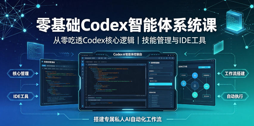 零基础Codex智能体系统课｜从零吃透Codex核心逻辑、技能管理与IDE工具，搭建专属私人AI自动化工作流-怪兽网创俱乐部