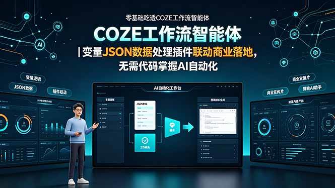 （19243期）零基础吃透COZE工作流智能体｜变量JSON数据处理插件联动商业落地，无需代码掌握AI自动化-小栈博客测试网