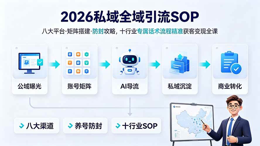 （19248期） 2026私域全域引流SOP｜八大平台·矩阵搭建·防封攻略，十行业专属话术流程精准获客变现全课-情久项目网