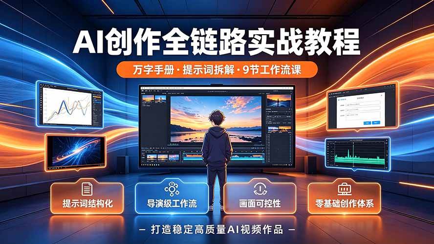 （19247期）AI创作全链路实战教程｜万字手册·提示词拆解·9节工作流课，打造稳定高质量AI视频作品-情久项目网