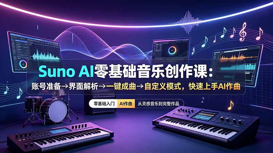 (19264期)Suno AI零基础音乐创作课:账号准备→界面解析→一键成曲→自定义模式,快速上手AI作曲-邪修侠 - 演示