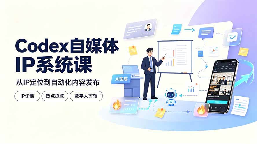 (19258期)Codex自媒体IP系统课:IP诊断/热点抓取/IP蒸馏 Skill,爆款复刻数字人多平台自动发布教程-邪修侠 - 演示
