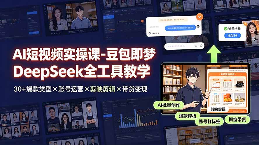 (19261期)AI短视频实操课-豆包即梦DeepSeek全工具教学 | 30+爆款类型×账号运营×剪映剪辑×带货变现。-小白项目网