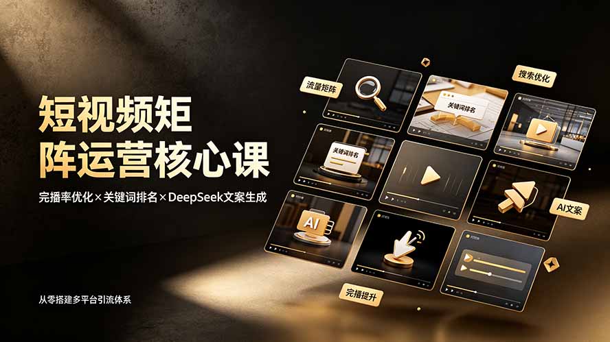 短视频矩阵运营核心课：完播率优化×关键词排名×DeepSeek文案生成，从零搭建多平台引流体系-怪兽网创俱乐部