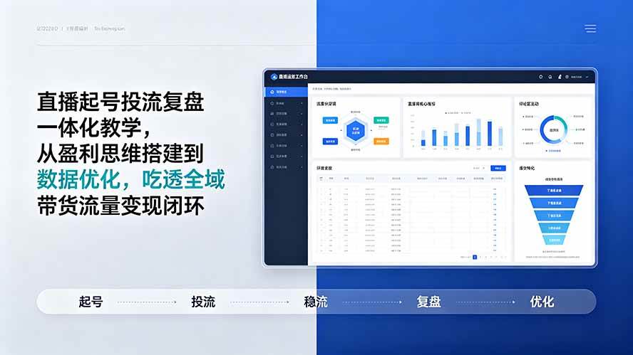 （19241期）直播起号投流复盘一体化教学，从盈利思维搭建到数据优化，吃透全域带货流量变现闭环-情久项目网