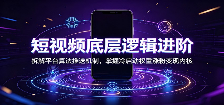 短视频底层逻辑进阶:拆解平台算法推送机制,掌握冷启动权重涨粉变现内核-邪修侠 - 演示
