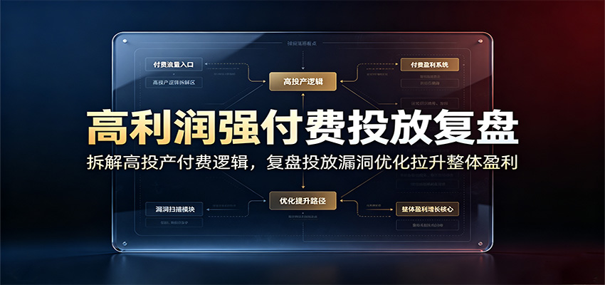 高利润强付费投放复盘：拆解高投产付费逻辑，复盘投放漏洞优化拉升整体盈利-邪修侠 - 演示