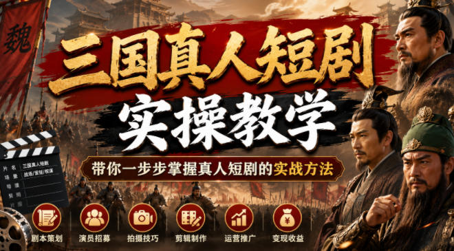 三国真人短剧实操教学,带你一步步掌握真人短剧的实战方法-羽桐社资源站