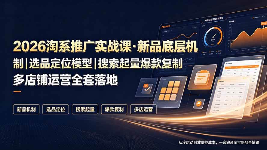 （19272期）2026淘系推广实战课·新品底层机制｜选品定位模型｜搜索起量爆款复制多店铺运营全套落地教程-邪修侠 - 演示