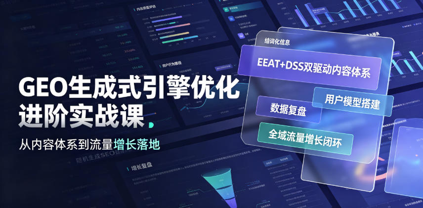 GEO生成式引擎优化进阶实战课｜EEAT+DSS双驱动内容体系、用户模型搭建、数据复盘、全域流量增长闭环落地教程-怪兽网创俱乐部