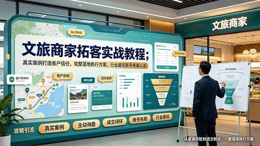 (19273期)文旅商家拓客实战教程;真实案例打造客户信任,完整落地执行方案,行业避坑账号布局心法-邪修侠 - 演示