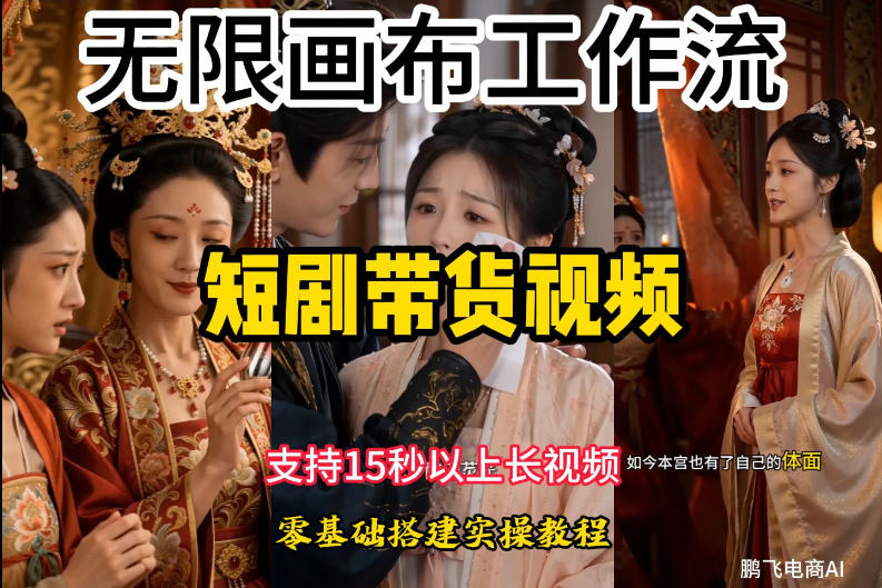 无限画布工作流制作短剧带货视频支持制作15秒以上视频，实操搭建教学，看完教程小白也能轻松搭建-怪兽网创俱乐部