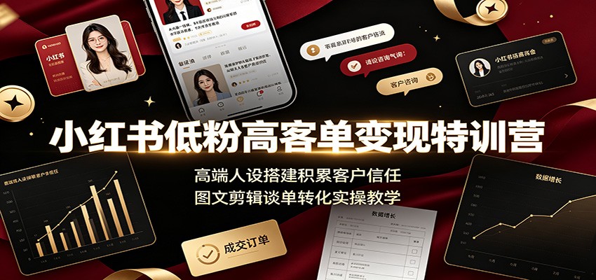 小红书低粉高客单变现特训营:高端人设搭建积累客户信任,图文剪辑谈单转化实操教学-邪修侠 - 演示
