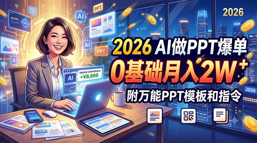(19284期)2026 AI做PPT爆单,0基础月入2W,附万能PPT模板和指令-邪修侠 - 演示