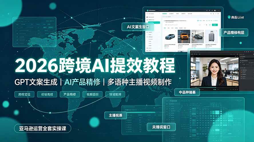 (19286期)2026跨境AI提效教程·GPT文案生成|AI产品精修|多语种主播视频制作,亚马逊运营全套实操课-邪修侠 - 演示