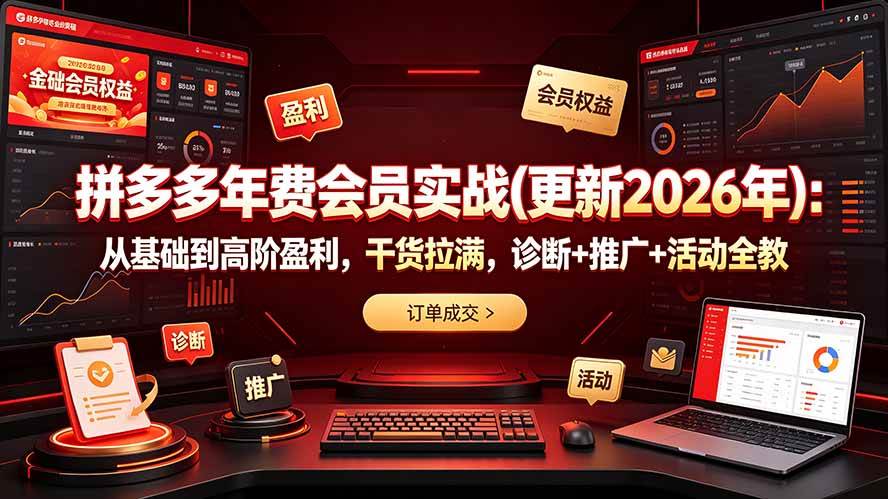 (19290期)拼多多年费会员实战(更新2026年):从基础到高阶盈利,干货拉满,诊断+推广+活动全教-邪修侠 - 演示