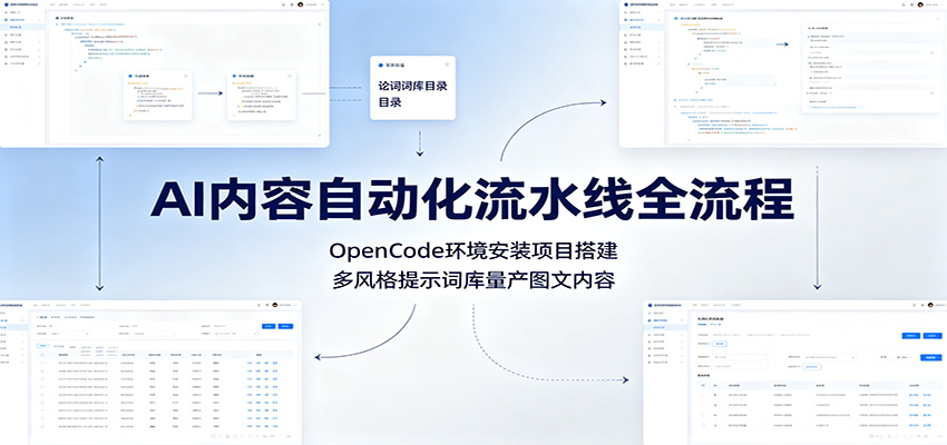 AI内容自动化流水线全流程:OpenCode环境安装项目搭建,多风格提示词库量产图文内容-邪修侠 - 演示