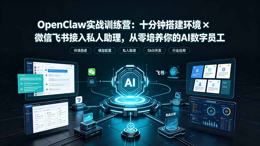 OpenClaw实战特训营：十分钟搭建环境×微信飞书接入私人助理，从零培养你的AI数字员工-怪兽网创俱乐部