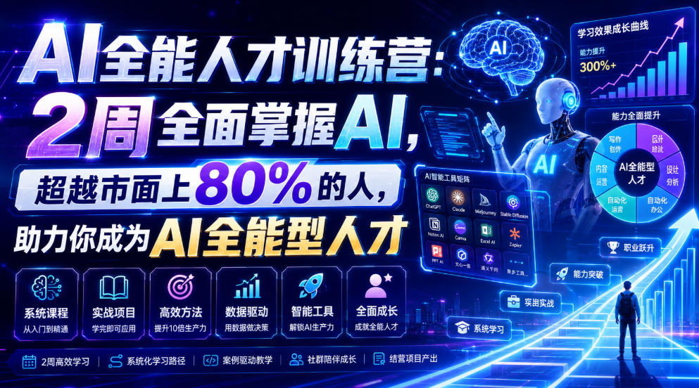 AI全能人才训练营：2周全面掌握AI，超越市面上80%的人，助力你成为AI全能型人才-怪兽网创俱乐部