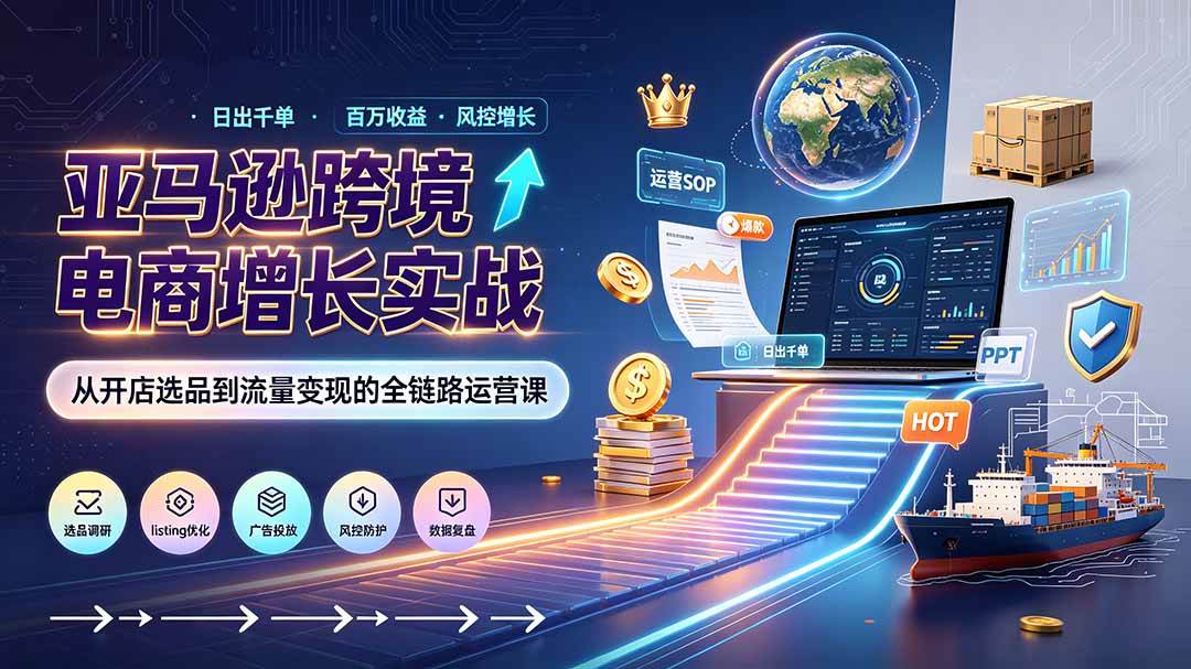 （19308期）亚马逊0-1孵化特训营8期：从注册风控到稳定日出千单实战，规避审核封店风险，标准化执行流程落地-邪修侠 - 演示