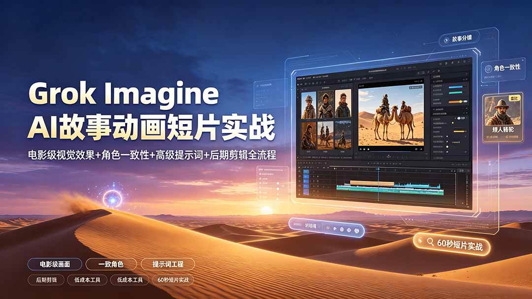 （19305期）Grok Imagine AI故事动画短片实战：电影级视觉效果+角色一致性+高级提示词+后期剪辑全流程-邪修侠 - 演示