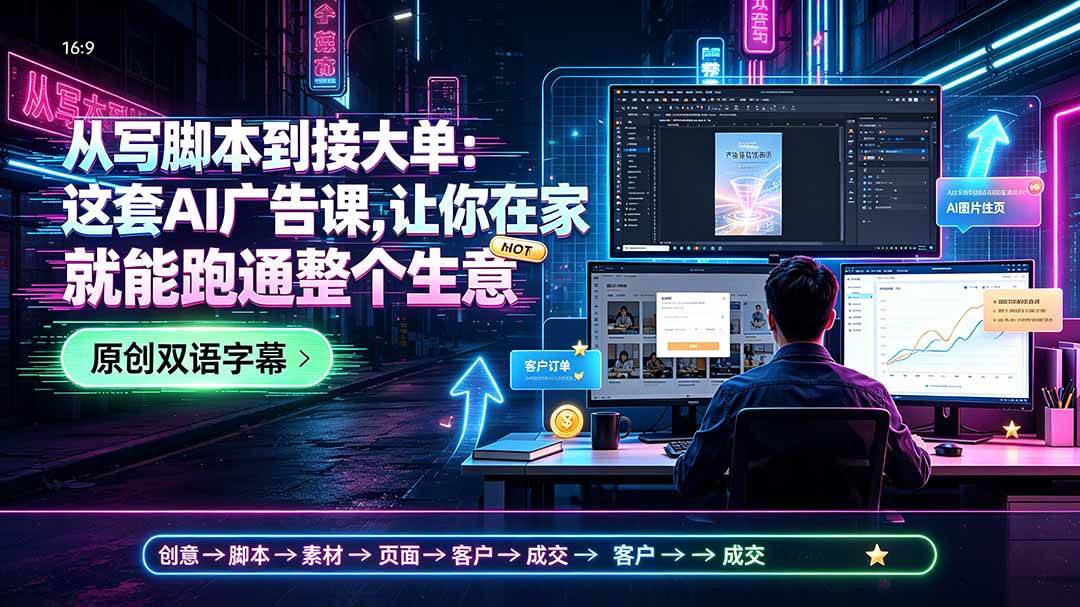 （19318期）从写脚本到接大单：这套AI广告课，让你在家就能跑通整个生意【原创双语字幕】-邪修侠 - 演示