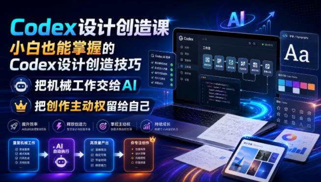 Codex设计创造课，小白也能掌握的Codex设计创造技巧，把机械工作交给AI，把创作主动权留给自己-怪兽网创俱乐部