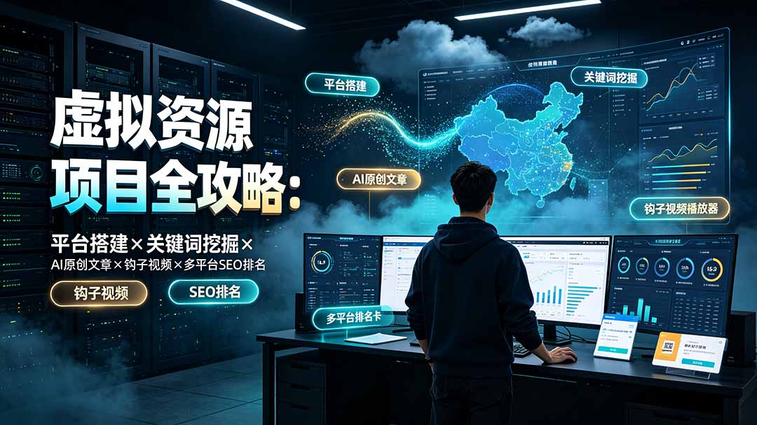 虚拟资源项目全攻略:平台搭建×关键词挖掘×AI原创文章×钩子视频×多平台SEO排名-羽桐社资源站