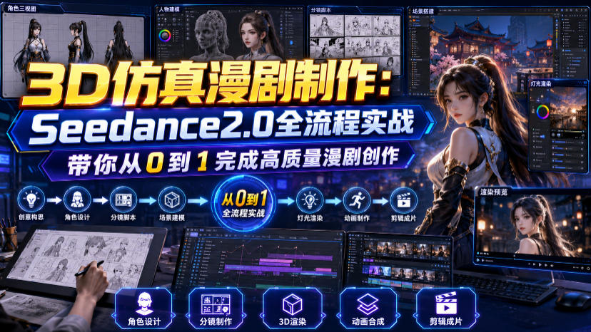 3D仿真漫剧制作：Seedance2.0全流程实战，带你从0到1完成高质量漫剧创作-小白项目网
