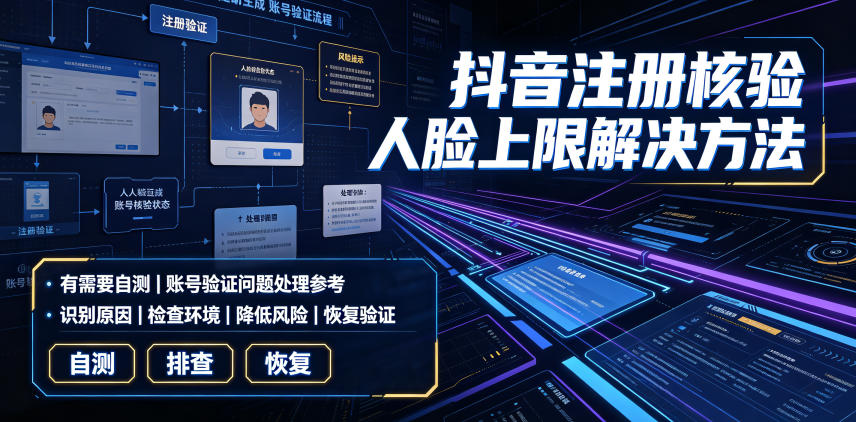 抖音注册核验人脸上限解决方法，有需要自测-情久项目网