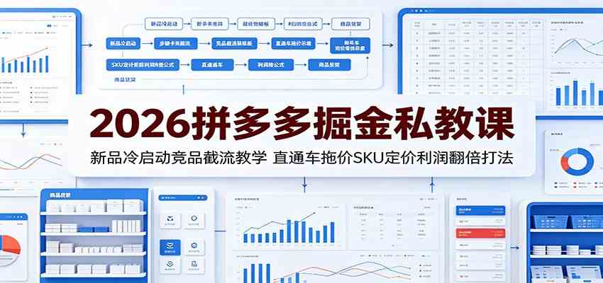 2026拼多多掘金私教课：新品冷启动竞品截流教学，直通车拖价SKU定价利润翻倍打法-情久项目网