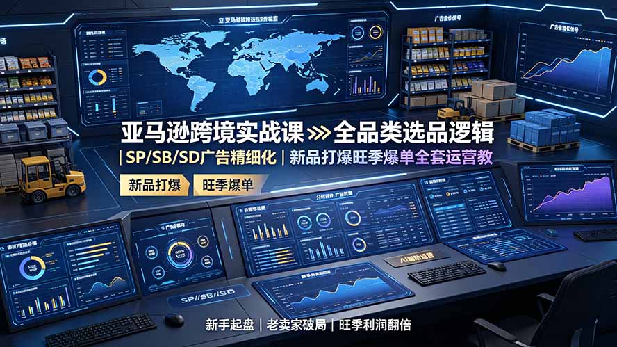 亚马逊跨境实战课：全品类选品逻辑｜SP/SB/SD广告精细化｜新品打爆旺季爆单全套运营教程 - 网创在线
