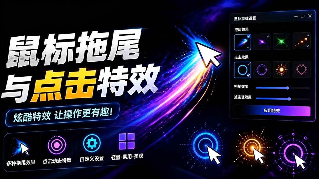 （19356期）Windows特效小工具！一键给你的鼠标添加拖尾与点击动态特效，吾爱出品，免费使用 Mouse Trail-小栈博客测试网