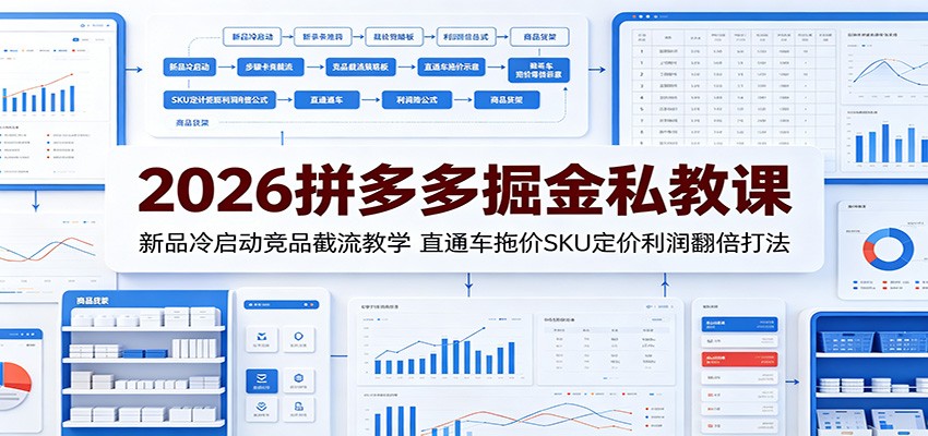 2026拼多多掘金私教课：新品冷启动竞品截流教学，直通车拖价SKU定价利润翻倍打法-邪修侠 - 演示
