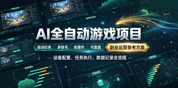 AI全自动游戏躺賺副业：日入几百，稳定运行三年的项目！【揭秘】-情久项目网