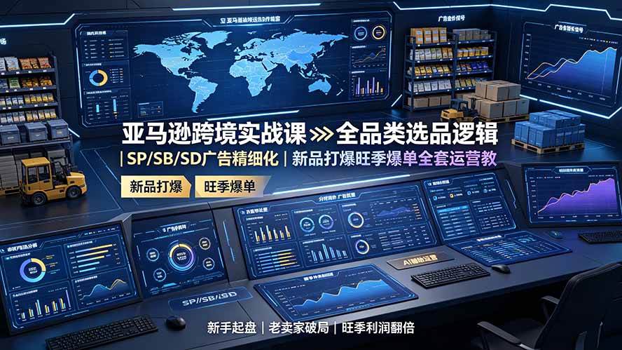 (19352期)亚马逊跨境实战课:全品类选品逻辑|SP/SB/SD广告精细化|新品打爆旺季爆单全套运营教程 (19352期)亚马逊跨境实战课:全品类选品逻辑|SP/SB/SD广告精细化|新品打爆旺季爆单全套运营教程