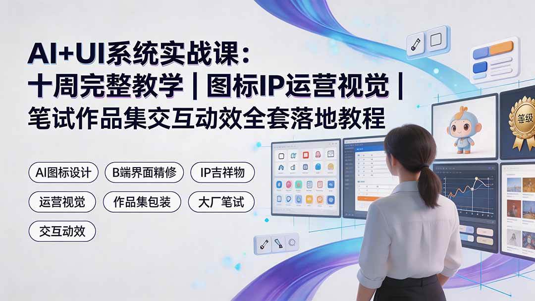 （19378期）AI+UI系统实战课：十周完整教学｜图标IP运营视觉｜笔试作品集交互动效全套落地教程-小栈博客测试网