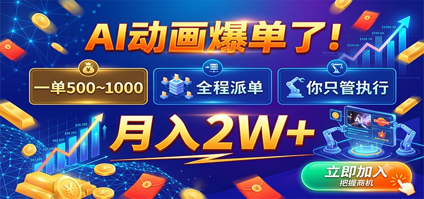 AI动画爆单了！一单500~1000，全程派单，你只管执行，月入2W+-情久项目网