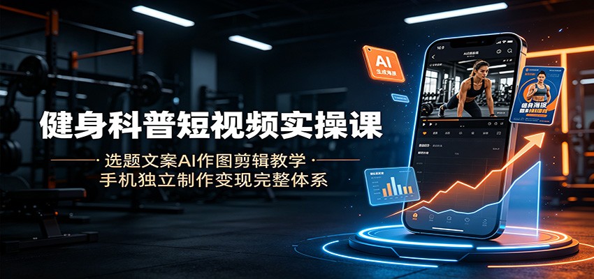 健身科普短视频实操课：选题文案AI作图剪辑教学，手机独立制作变现完整体系-网创百晓生