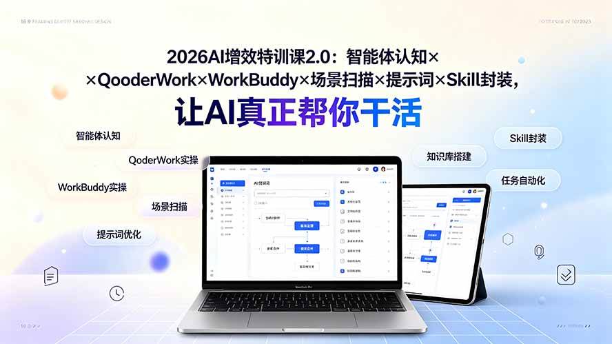 (19368期)2026AI增效特训课2.0:智能体认知×QoderWork×WorkBuddy×场景扫描×提示词×Skill封装,让AI真正帮你干活-小栈博客测试网