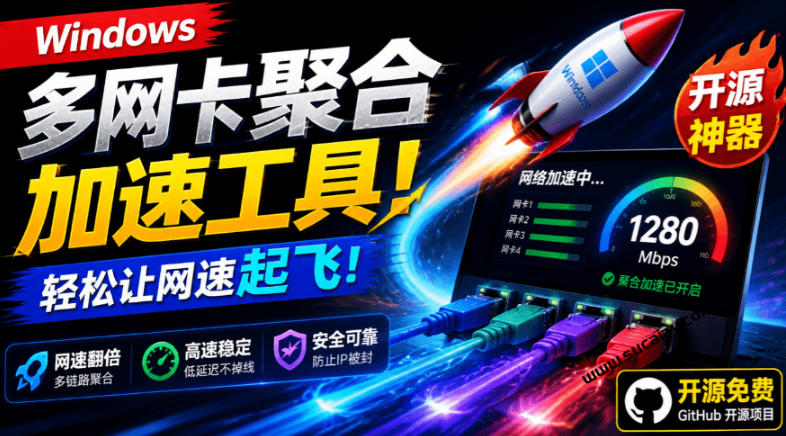 Github开源黑科技！多网卡网速聚合加速工具，一键让你的电脑网速起飞，这感觉也太爽了HypoMux-怪兽网创俱乐部