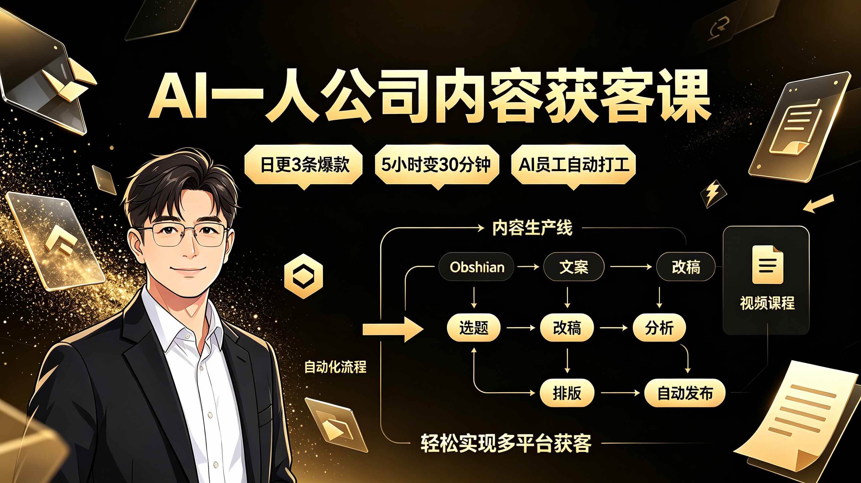 (19387期)AI一人公司内容获客课:日更3条爆款×5小时变30分钟×AI员工自动打工,轻松实现多平台获客-小栈博客测试网