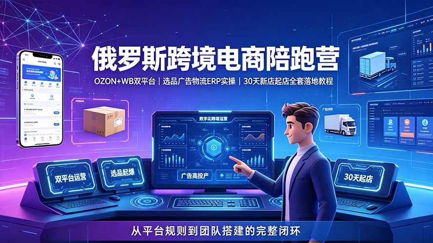 (19371期)2026俄罗斯跨境电商陪跑营:OZON+WB双平台|选品广告物流ERP实操|30天新店起店全套落地教程-小栈博客测试网