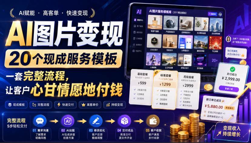 (19395期)AI图片变现,20个现成服务模板,一套完整流程,让客户心甘情愿地付钱【原创双语字幕】-小栈博客测试网