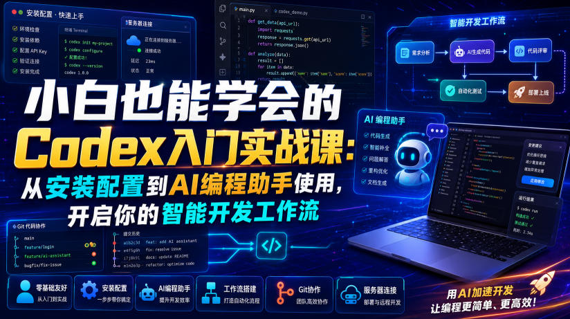 小白也能学会的Codex入门实战课：从安装配置到AI编程助手使用，开启你的智能开发工作流-情久项目网