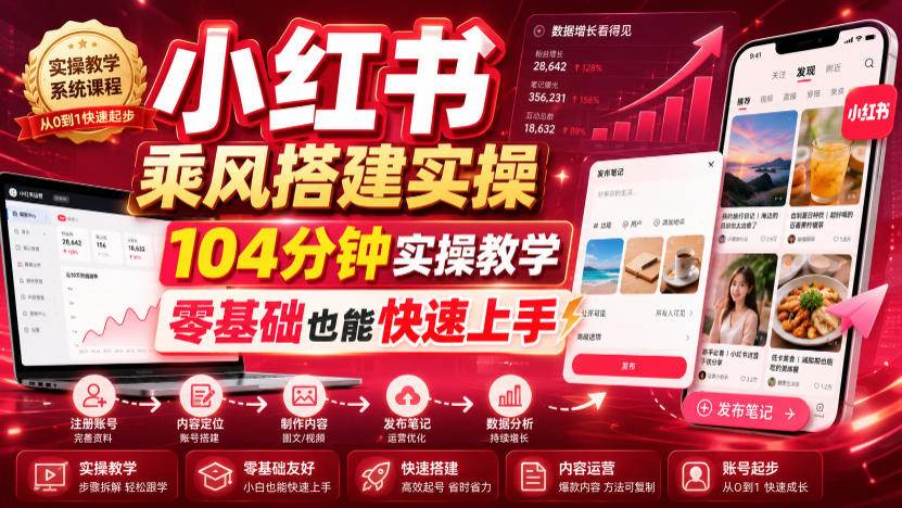 (19396期)小红书乘风搭建实操,104分钟实操教学,零基础也能快速上手-小栈博客测试网