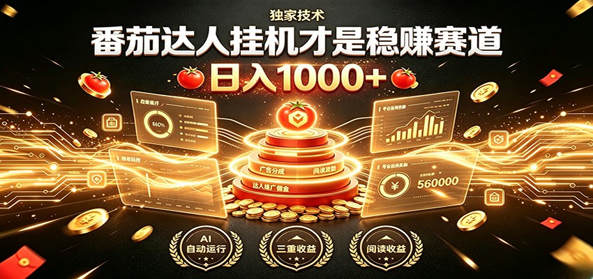 别再瞎找副业！番茄达人挂机才是稳赚赛道 日入1000+-情久项目网