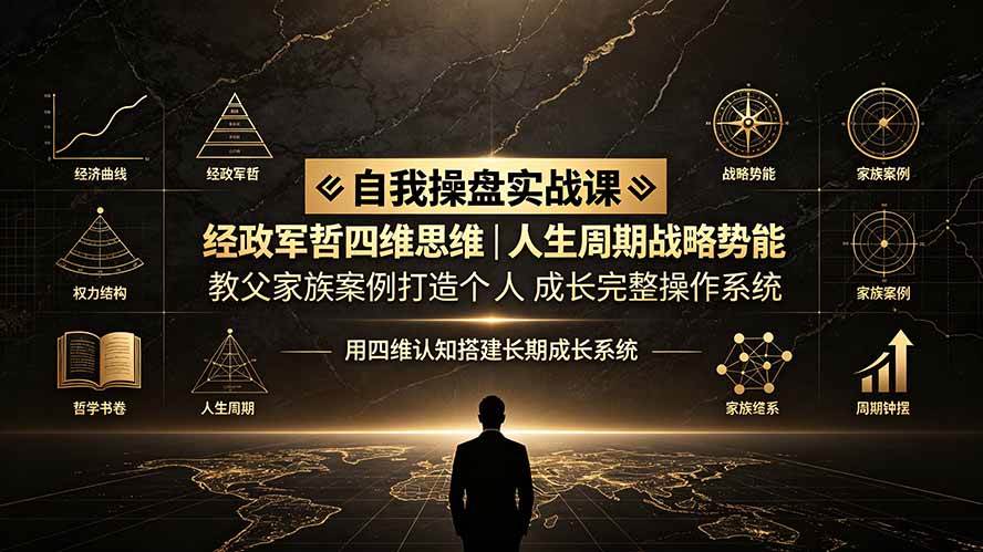 (19398期)自我操盘实战课:经政军哲四维思维|人生周期战略势能|教父家族案例打造个人成长完整操作系统-小栈博客测试网